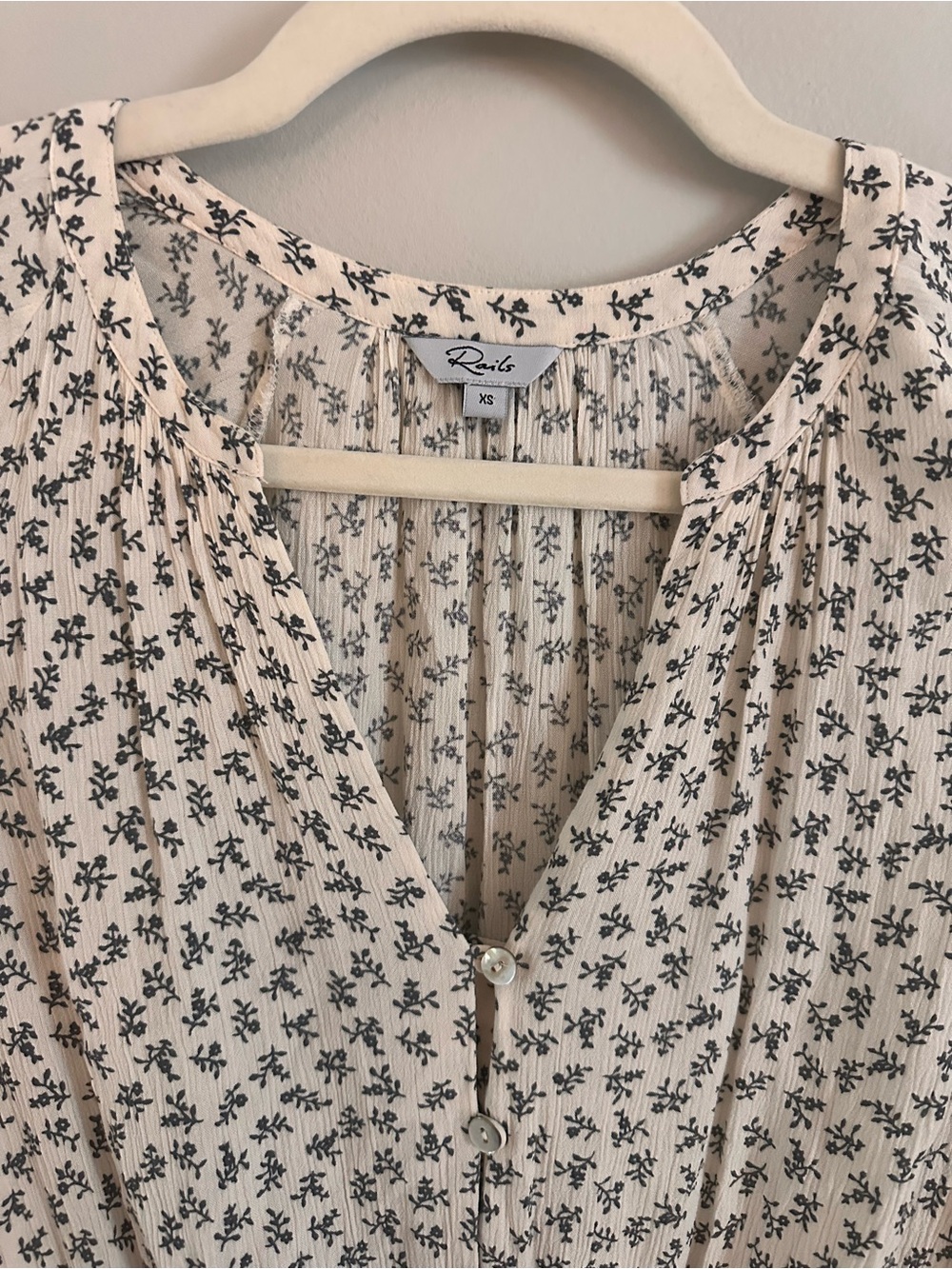 Rails Jasmine Mini Dress Petite Floral Smocked Waist Long Sleeve XS - Picture 3 of 11